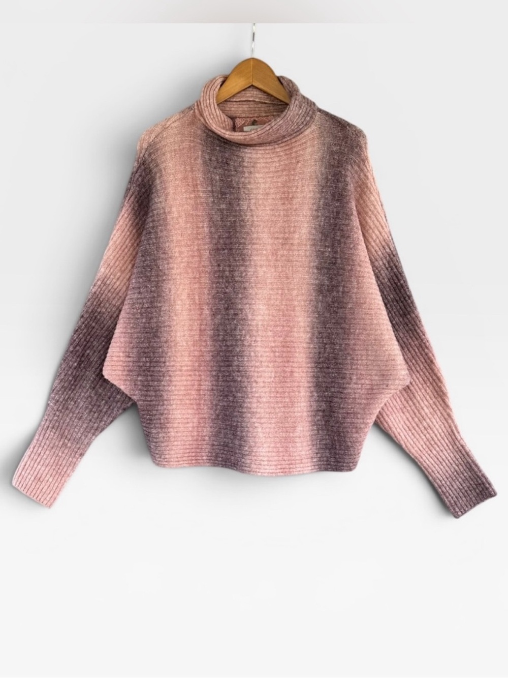 Cupio Ombre Pink & Brown Turtleneck Sweater
